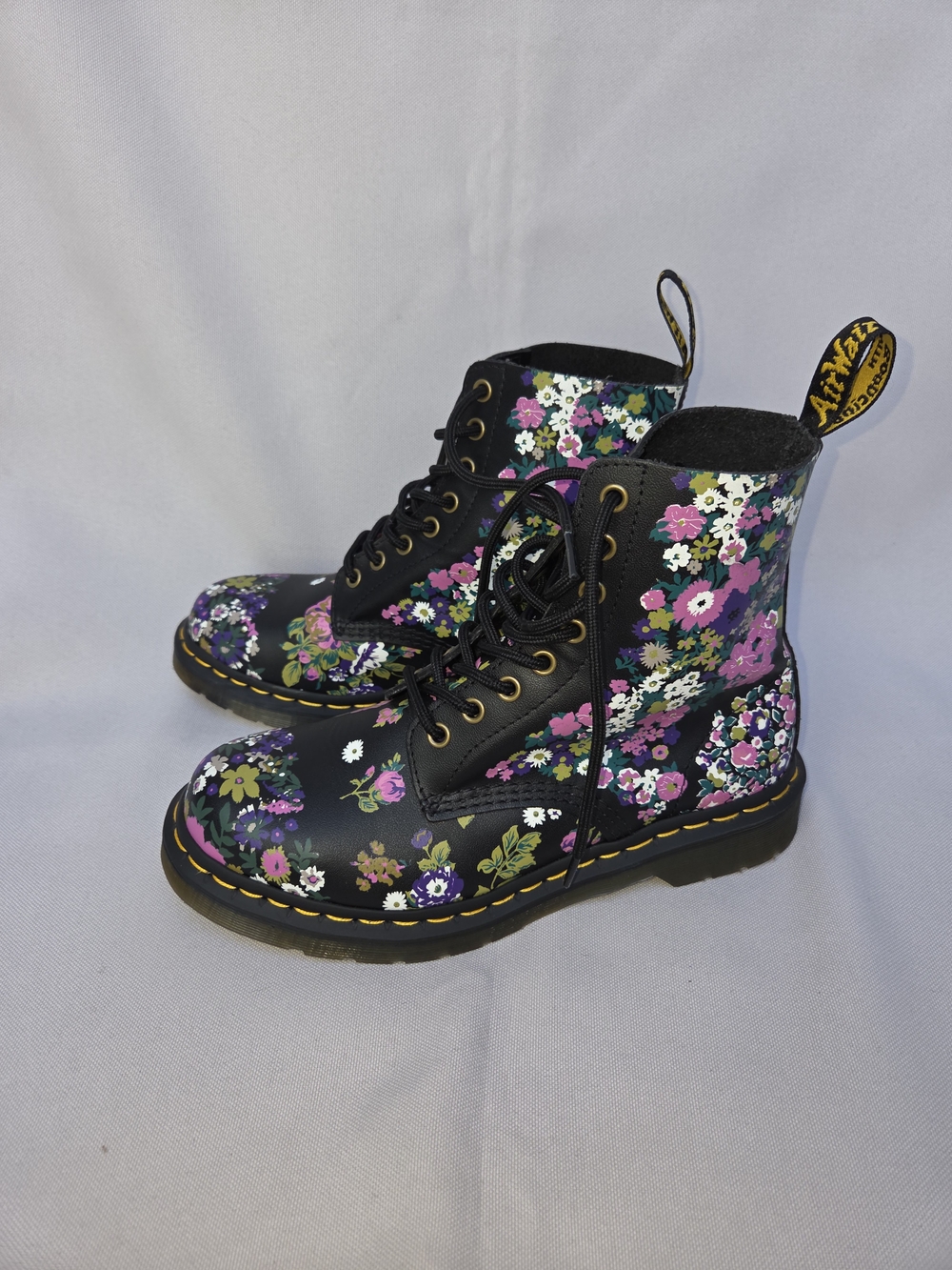 Dr. Martens Black Floral Lace-Up 1460 Pascal Boots